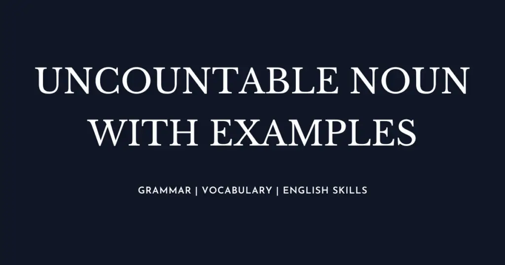 Uncountable Noun with examples